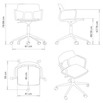SNAP 1111N - Swivel aluminium office chair with armrests with 5-Spoke base by Et al. - view 3